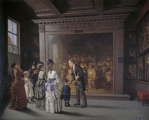 nGerman: الزوار أمام ساعة Rembrandt الليلية في أمستردام بواسطة أغسطس جيرنبرغ